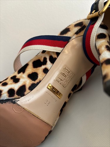 Gucci Sylvie Leopard Pony Skin Heels Shoes Stilettos 38 - Picture 8 of 12