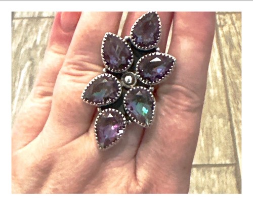 TOPGRADE Mystic Topaz .925 Sterling Silver Ring Adjustable 15g - Picture 5 of 6