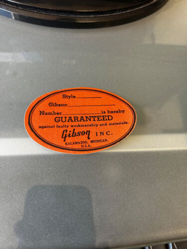 1960's Gibson Orange Soundhole Label Kalamazoo, MI - Picture 1 of 2