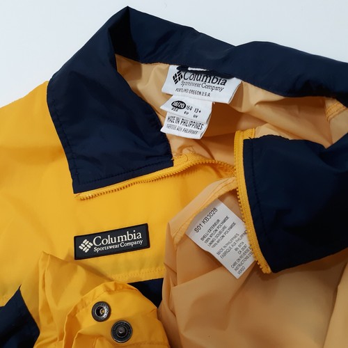 Y2K Columbia Youth Size Boy 18/20 ? 16 Jacket Yellow Windbreaker Lightweight Zip - Picture 6 of 10