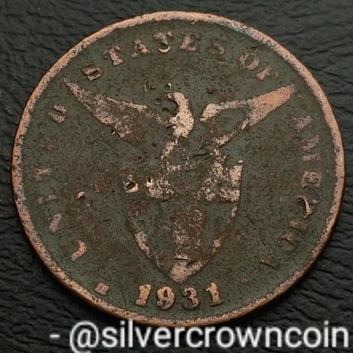 Philippines USA 1 Centavo 1931 M. KM#163. Bronze One Cent coin. Hammer & Anvil.  - Picture 1 of 7