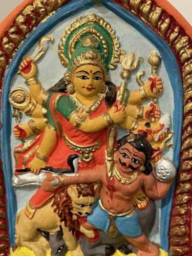 Jai Bhagavan Ltd Göttin Durga Statue Indien geformt gebrannt Ghanges Fluss Ton - Bild 2 von 6