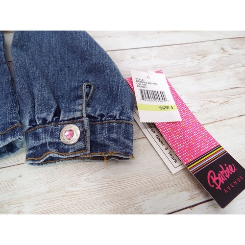 Barbie Girls Denim Jacket with Pink Faux Fur and Sequins Size 4 NWT - Picture 8 of 11