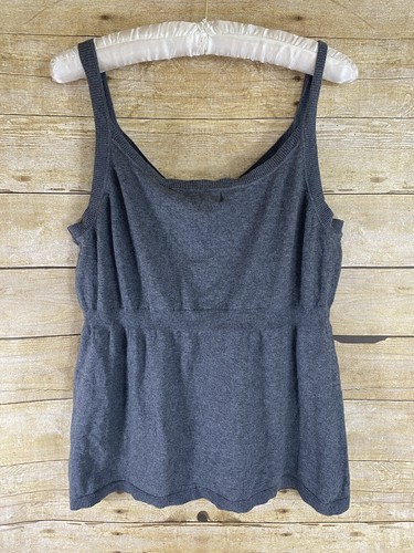 NWT Liz Claiborne V Neck Gray Knit Cami Tank Sz XL Cotton Cashmere Blend Top - Picture 2 of 6