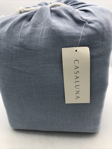 Casaluna Queen 100% Washed Hemp Solid Sheet Set Light Indigo