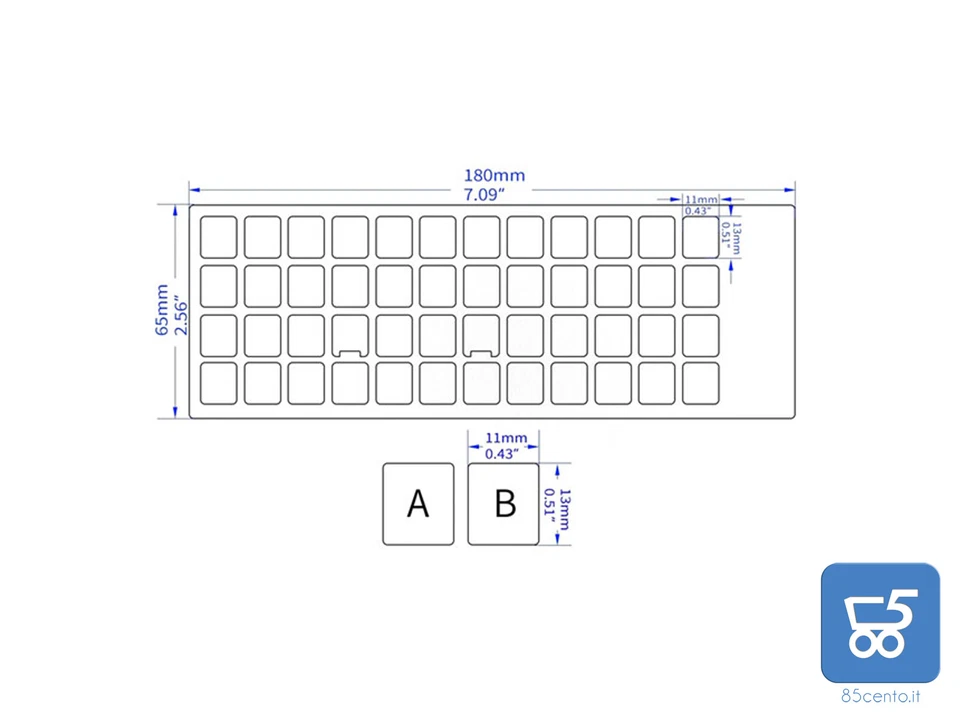 Kit 2 Adesivi Tastiera Silver Argento Layout ITALIANO per Tastiera PC Notebook - Immagine 3 di 3