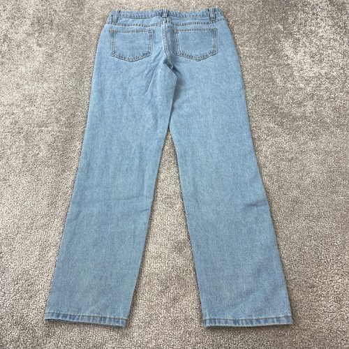 Shein Straight Denim Jeans Youth Size 11-12 Blue Mid Rise Medium Wash Distressed - Picture 4 of 10