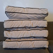 Throw Pillows Set of 4 Couch Cushions Neck Support Bed Decorative Tan Microfiber
