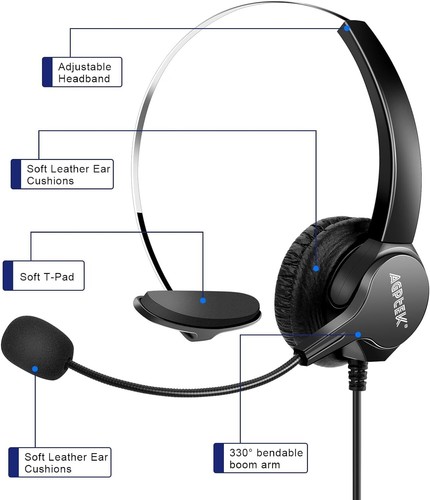 AGPtek Call Center Dialpad Headset Telephone with Tone Dial Key Pad & REDIAL - Zdjęcie 6 z 9