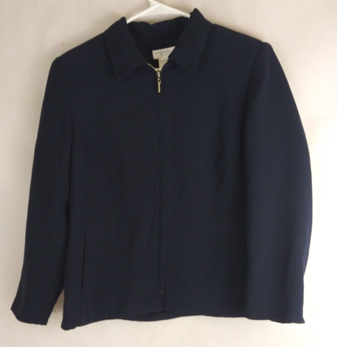 Worthington Petite Women's Dark Blue Full Zip Blazer Jacket Size 12P - Picture 1 of 5