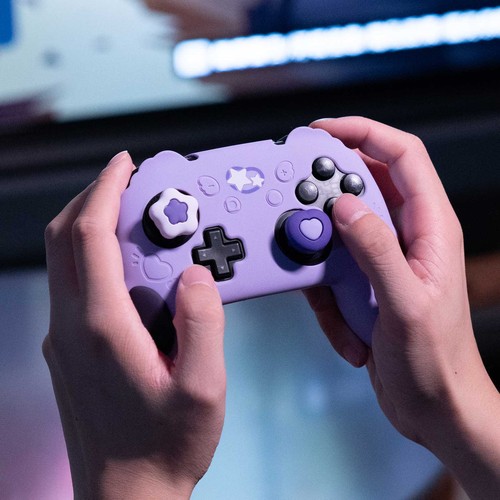 Funda y empuñadura para pulgar GeekShare para controlador SwitchPRO revestimiento Star Wing púrpura - Imagen 8 de 9