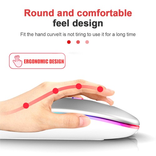 LED PC Maus Kabellos Funkmaus 2.4G Bluetooth USB Aufladbar Notebook Laptop Mouse - Bild 21 von 24