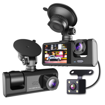 1080P HD 3 Lens Dash Cam Car DVR Video Recorder Front Rear Camera Loop  Recording | eBay