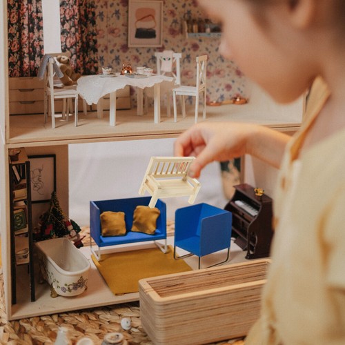 2Pcs Craft Miniature Wooden Bench Miniature Furniture Diorama Landscape - Picture 7 of 12