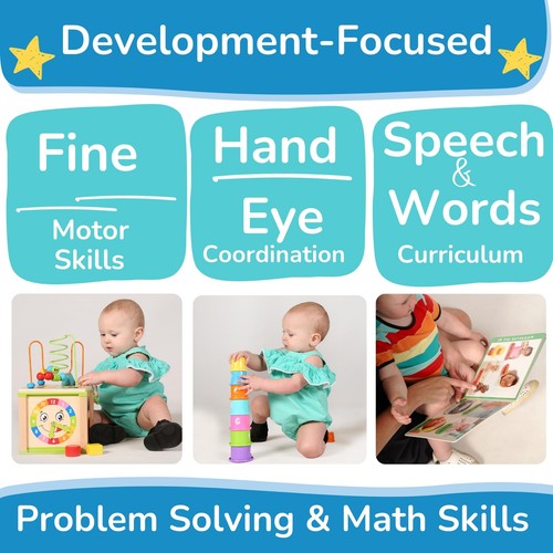 Wooden Kids Baby Activity Cube - Boys Gift Set | One 1 2 Year Old Boy Gifts T... - Picture 6 of 7