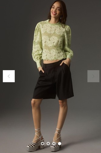 anthropologie green lace blouse size medium - Picture 4 of 7