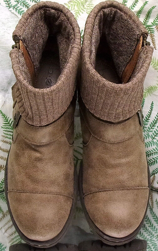 BORN B.O.C NISIDA BROWN KNITTED TRIM ANKLE BOOTIES BOOTS SHOES WOMENS SZ 6.5 M - Picture 7 of 10