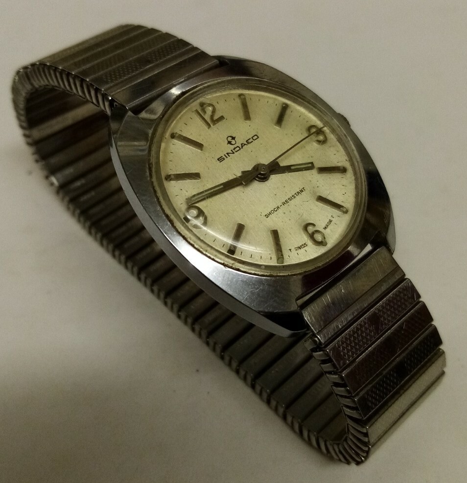 Montre Mécanique Vintage SINDACO Swiss Made Années 70 - Remontage Manuel, Boîtier Aluminium, Bracelet Acier