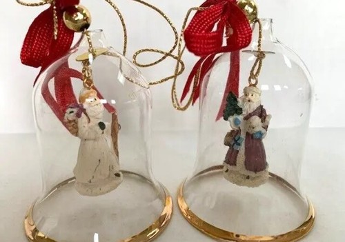 Adornos de Navidad vintage campanas de cristal resina Santa aplausos, adorno dorado real - Imagen 3 de 3