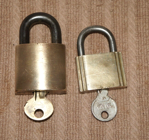 2 Vintage Padlocks with Keys Moon Globe & Corbin Cabinet Lock - Picture 4 of 6