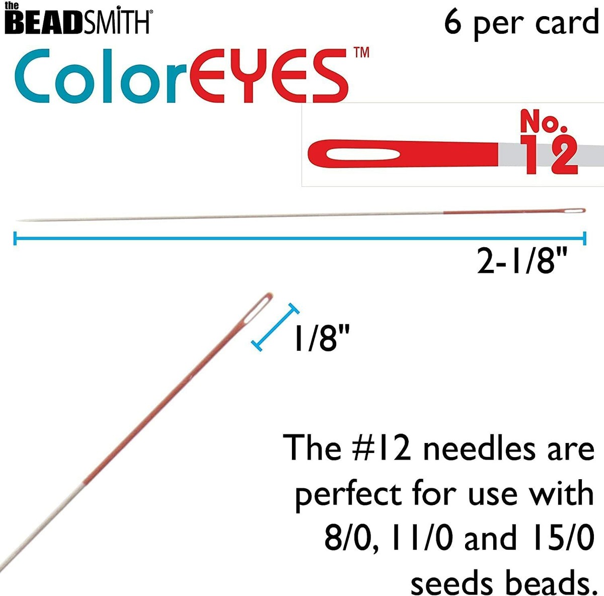 The Beadsmith ColorEYES Beading Needles, Size #10, 1 Pack Of 6, Black