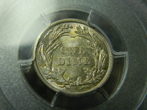 1912 P Barber Dime PCGS MS 63 **NICE LIGHT ROSE/RAINBOW TONING** (Lot #17-10) - Picture 15 of 16