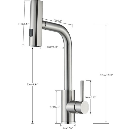 Brushed Kitchen Sink Faucet Pull Out Sprayer 3 Modes Single Handle Mixer Tap - Bild 3 von 14
