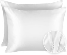 SHOPBEDDING Luxury Satin Pillowcase for Hair   Standard 2-pack , White