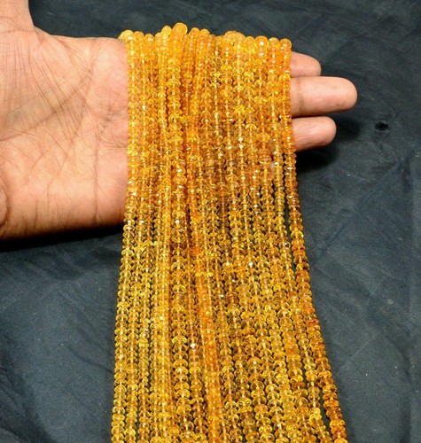 100%Natural Citrine 3-4 mm Faceted Rondelle Beads Necklace 13" 1Strand - Picture 7 of 7