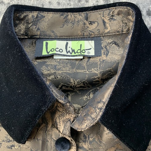 Loco Lindo Velvet Collar & Button Front Jacket Women's Large Fox Hunt Equestrian - Picture 5 of 15