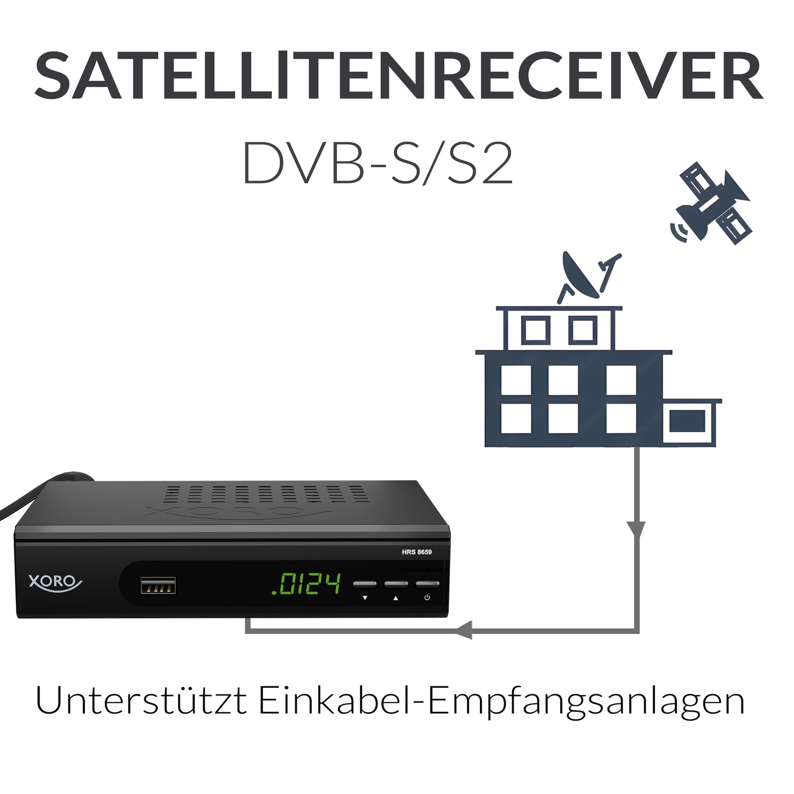 XORO HRS 8659 DVB-S2 receiver (LAN, HDMI, USB 2.0) black