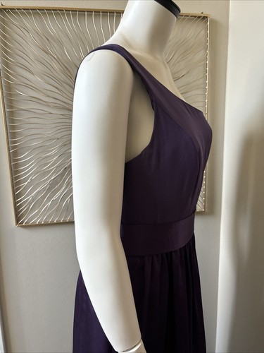 White By Vera Wang Dress Womens Sz 12 Purple Satin One Shoulder Prom Bridesmaid - Picture 7 of 14