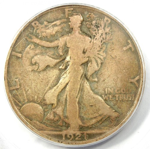1921-D Walking Liberty Half Dollar 50C Coin - Certified PCGS VG10 - Rare Date!