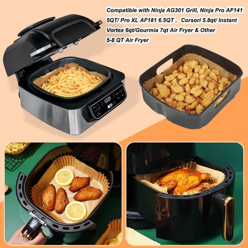 BYKITCHEN Air Fryer Sheets Liners for Ninja AG301 Grill, Ninja AF141 Pro 4-In-1 - Picture 3 of 3