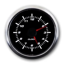 MGS 52mm 2-1/16" Electrical Clock Gauge 12 Hour Format White LED