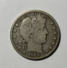 1908-S Barber Half Dollar Nice VG
