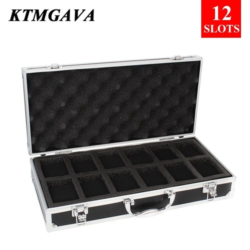 Caja de almacenamiento de reloj de aluminio negro - Estuche de colección de joyas de rejilla 10/12/18 - Imagen 10 de 12