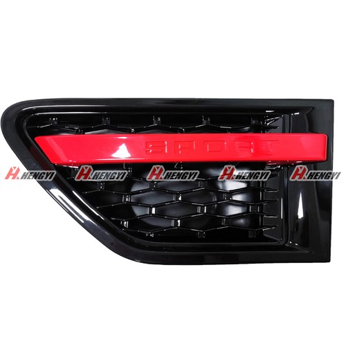 Side Fender Vent Grille Air Intake For 2010-13 Range Rover Sport Gloss Black+Red - Bild 3 von 9