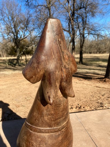 Large Modern Nude African Carved Wood Sculpture- Signed-Walnut?-Den. Dongo 31" - Picture 8 of 10