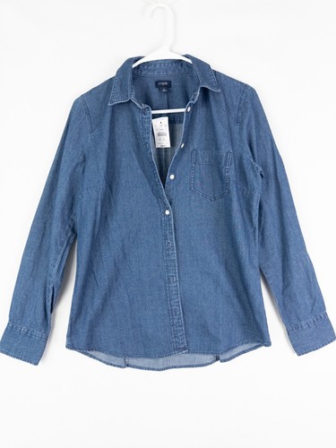 Neu mit Etikett $ 70 J Crew Jeanshemd Damen S blau Baumwolle geknöpfte Taschen Langarm