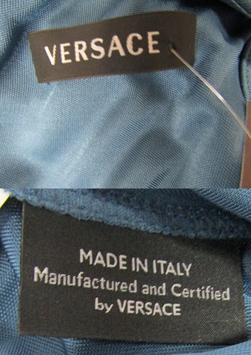 VERSACE Cobalt Blue Embellished Beaded Strap Draped Belted Dress 42 4 - Picture 10 of 13