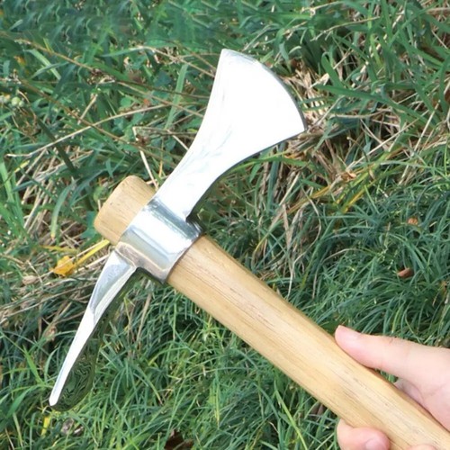 Edelstahl Doppelkopf Spitzhacke mit Holzgriff Lösen Boden Graben - Bild 12 von 28