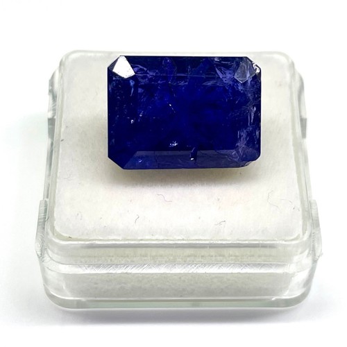 Pietra preziosa certificata blu vibrante taglio smeraldo tanzanite naturale 13,90 ct - Foto 7 di 24