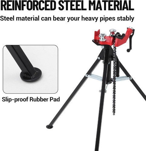 Tripod Pipe Chain Vise 1/8-5" Capacity Folding Steel Legs W/Harden Teeth & Chain - Picture 4 of 6