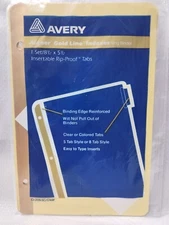 Avery 5 Tab Index Dividers for 3 Ring Binder*Planner*Organizer*8.5" X 5.5" New