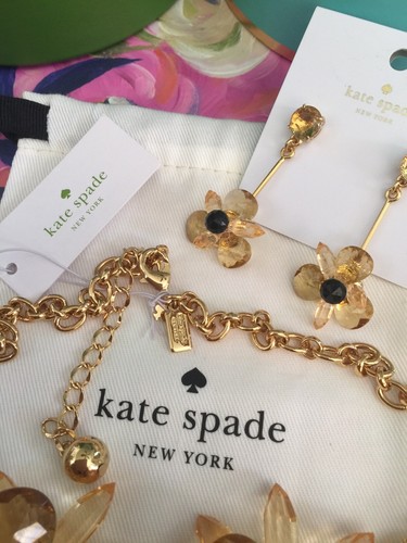 GORGEOUS Kate Spade Blooming Brilliant Blossoms Necklace & Earrings SET Neutral - Picture 5 of 12