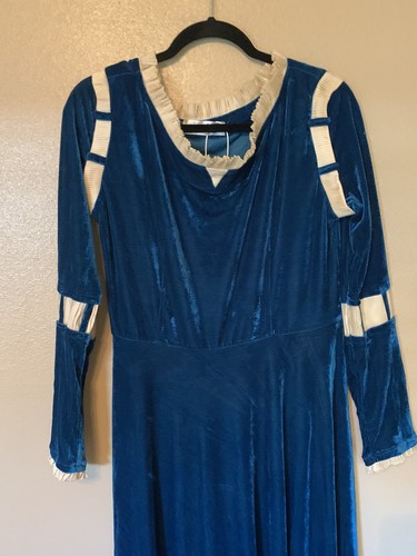 Miccostumes Teal Medieval Renaissance Full Length Velvet Dress Size XL Halloween - Picture 2 of 7