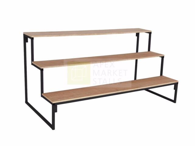 3 Tier Step Unit 1.2M - 3M Long Market Stall Display Stand 300mm x 300mm Steps 3 Tier Step Unit 1.2M - 3M Long Market Stall Display Stand 300mm x 300mm Steps