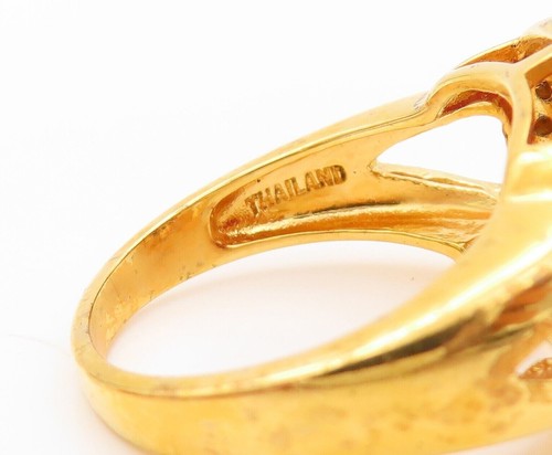 925 Sterling Silver Vintage Ring Gold Plated Diamond Frame & Ruby  Sz 8  RG30199 - Picture 5 of 9