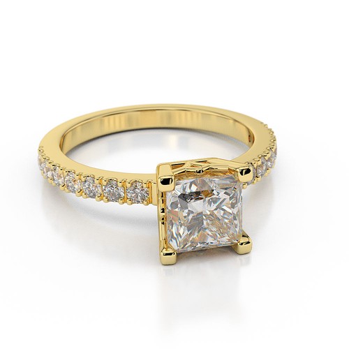 1,65 CT D/VS1 Damen Prinzessin Schliff Diamant Verlobungsring 14K Weißgold - Bild 5 von 7